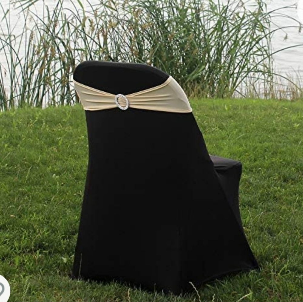 100 pack Spandex Chair Sash Cover Stretch Band with Buckle color champagne/beige